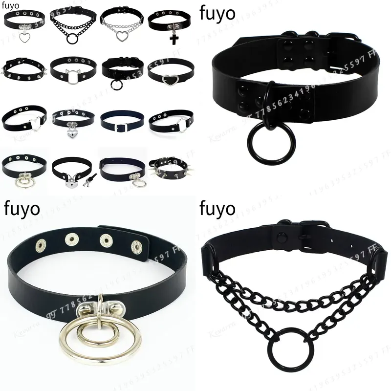 Magnetic Clasp Cosplay - Collier ras du cou en cuir