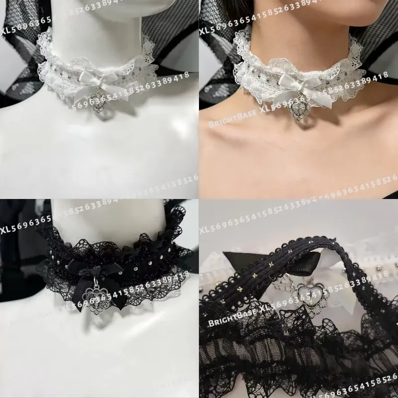 Magnetic Clasp Cosplay - Collier gothique en dentelle noire avec